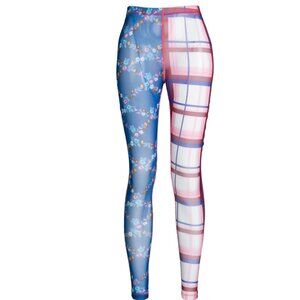 NWT CeliaB Wyvis‎ Leggings Check Patchwork Size Medium (M)